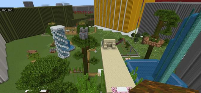 マインクラフトBUILDERSで再現した新百合ヶ丘の街並み